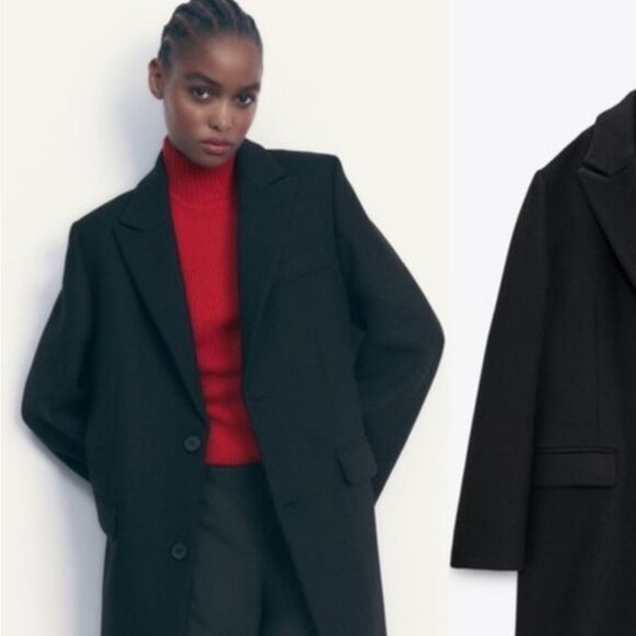 Zara Manteco Tailored Wool Coat Medium - Picture 12 of 12